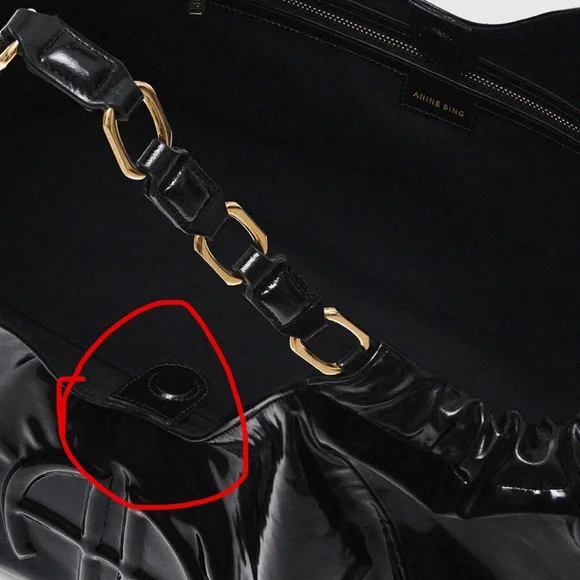 New- Anine Bing Kate Bag in High-Shine Black - Picture 10 of 11